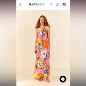 Farm Rio Pink Full Garden Maxi Dress